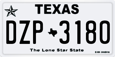 TX license plate DZP3180