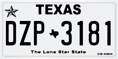 TX license plate DZP3181