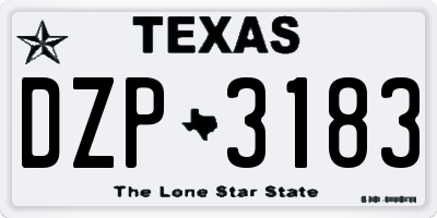 TX license plate DZP3183
