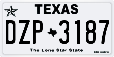 TX license plate DZP3187