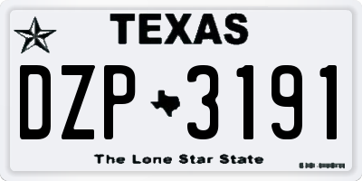 TX license plate DZP3191