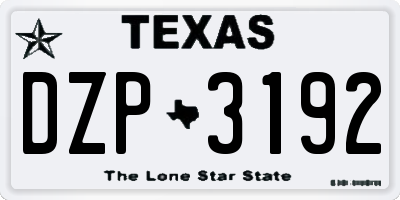 TX license plate DZP3192