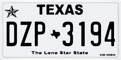 TX license plate DZP3194