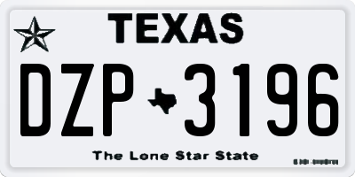 TX license plate DZP3196