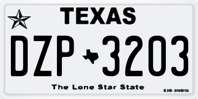 TX license plate DZP3203
