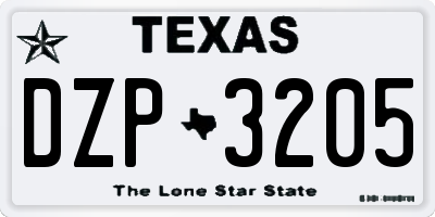 TX license plate DZP3205