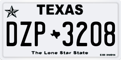 TX license plate DZP3208