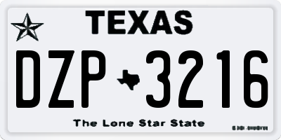 TX license plate DZP3216