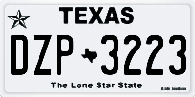 TX license plate DZP3223