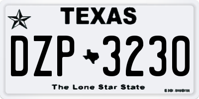 TX license plate DZP3230