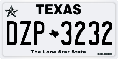 TX license plate DZP3232