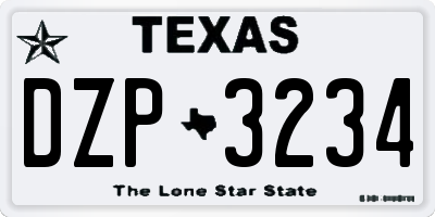 TX license plate DZP3234