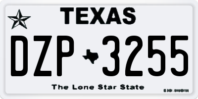TX license plate DZP3255