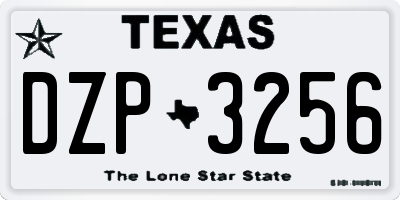 TX license plate DZP3256