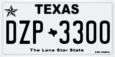 TX license plate DZP3300