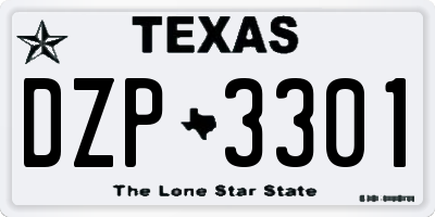 TX license plate DZP3301