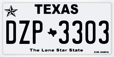 TX license plate DZP3303