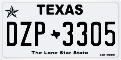 TX license plate DZP3305
