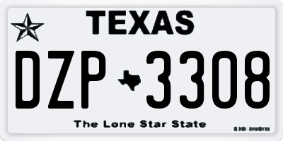TX license plate DZP3308