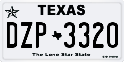 TX license plate DZP3320