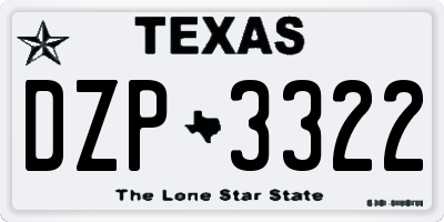 TX license plate DZP3322