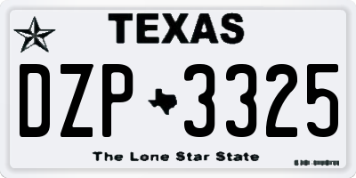 TX license plate DZP3325