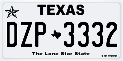 TX license plate DZP3332
