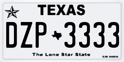 TX license plate DZP3333