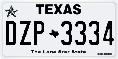 TX license plate DZP3334