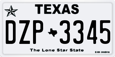 TX license plate DZP3345