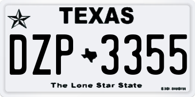 TX license plate DZP3355