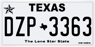 TX license plate DZP3363