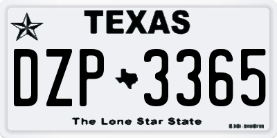 TX license plate DZP3365