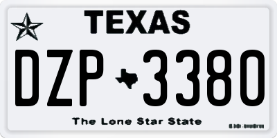 TX license plate DZP3380