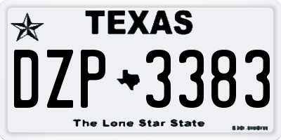 TX license plate DZP3383