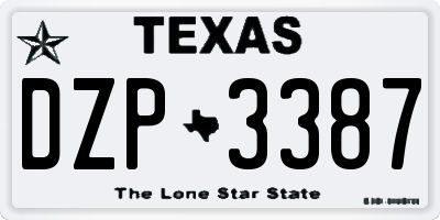 TX license plate DZP3387
