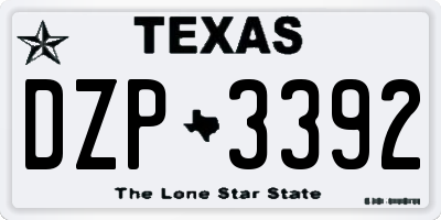 TX license plate DZP3392