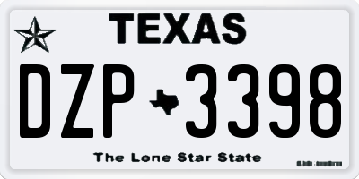 TX license plate DZP3398