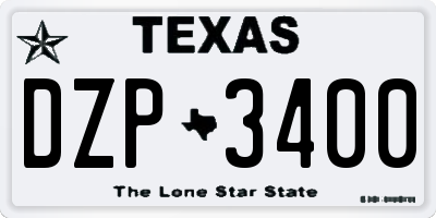 TX license plate DZP3400