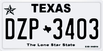 TX license plate DZP3403