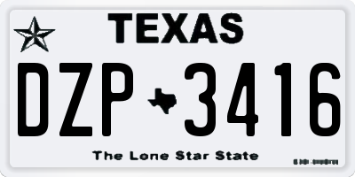 TX license plate DZP3416