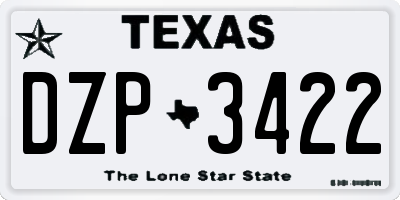 TX license plate DZP3422