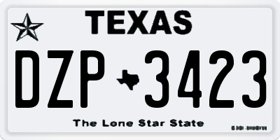 TX license plate DZP3423