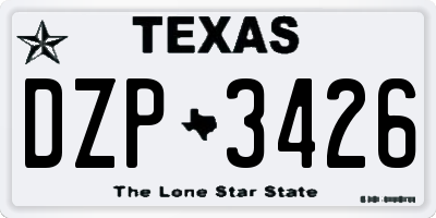 TX license plate DZP3426