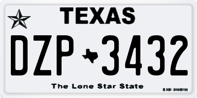 TX license plate DZP3432