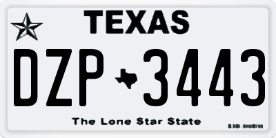TX license plate DZP3443