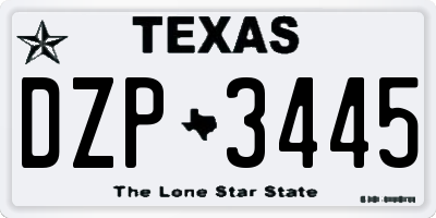 TX license plate DZP3445