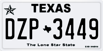 TX license plate DZP3449