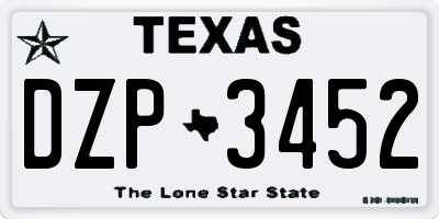 TX license plate DZP3452