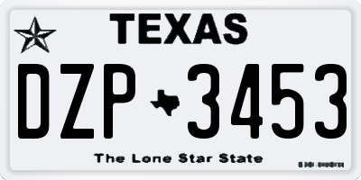 TX license plate DZP3453